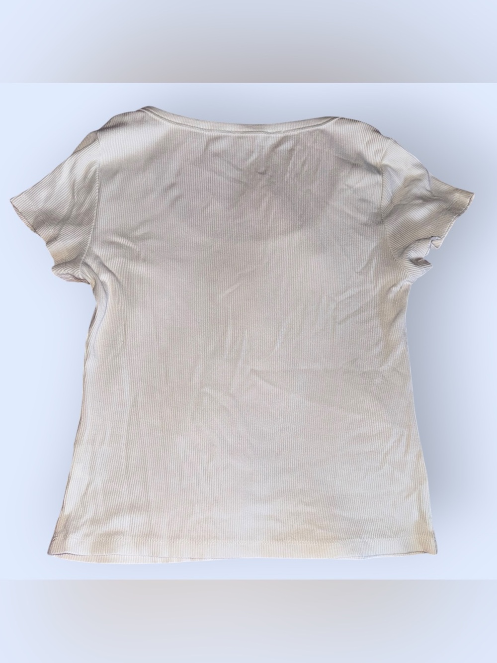 Pink Rose White Scoop Neck Ribbed Short Sleeve Top - Picture 2 of 3